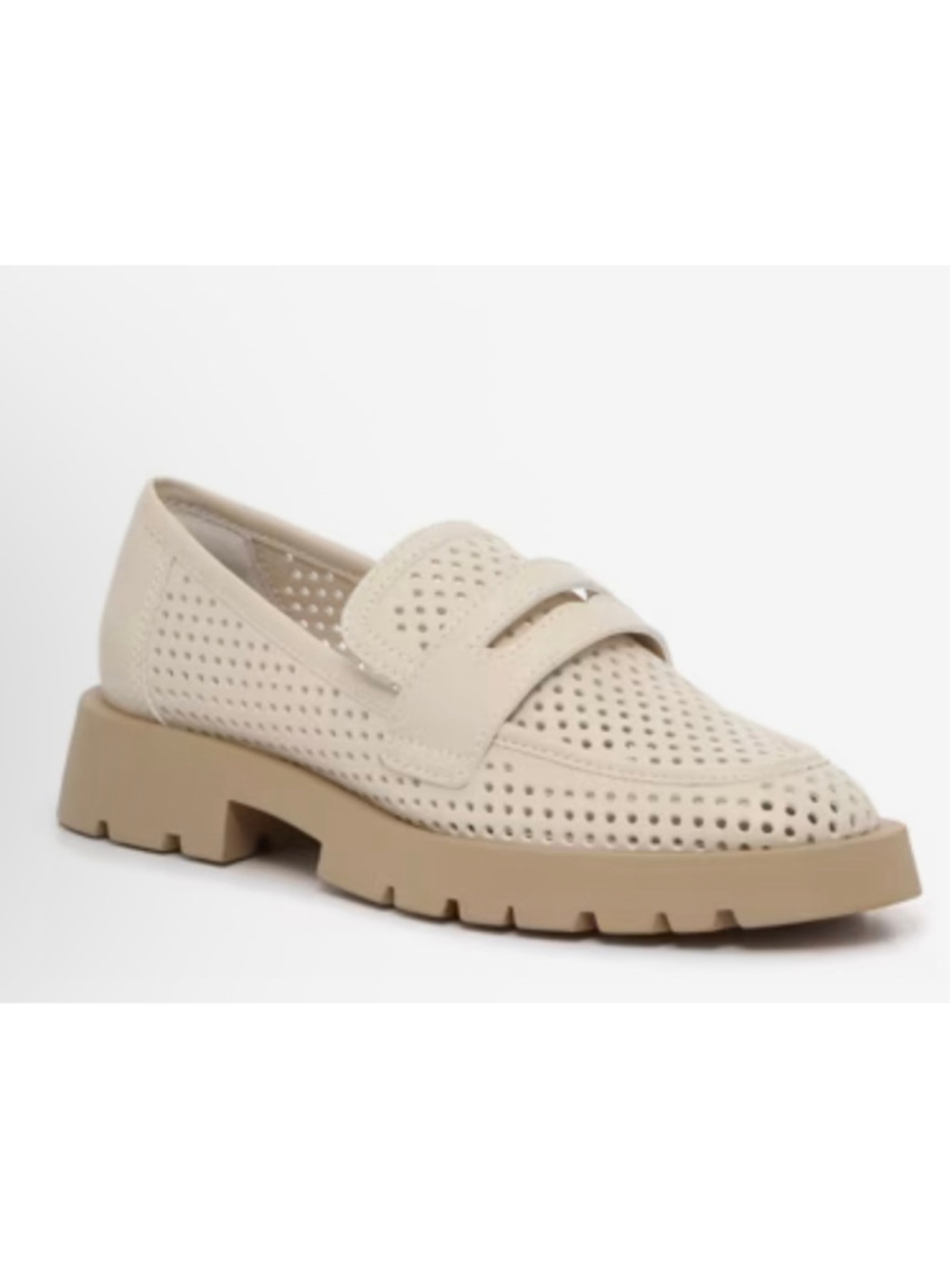 Women's Dolce Vita Ersula Beige Perforated Loafers Size 6.5